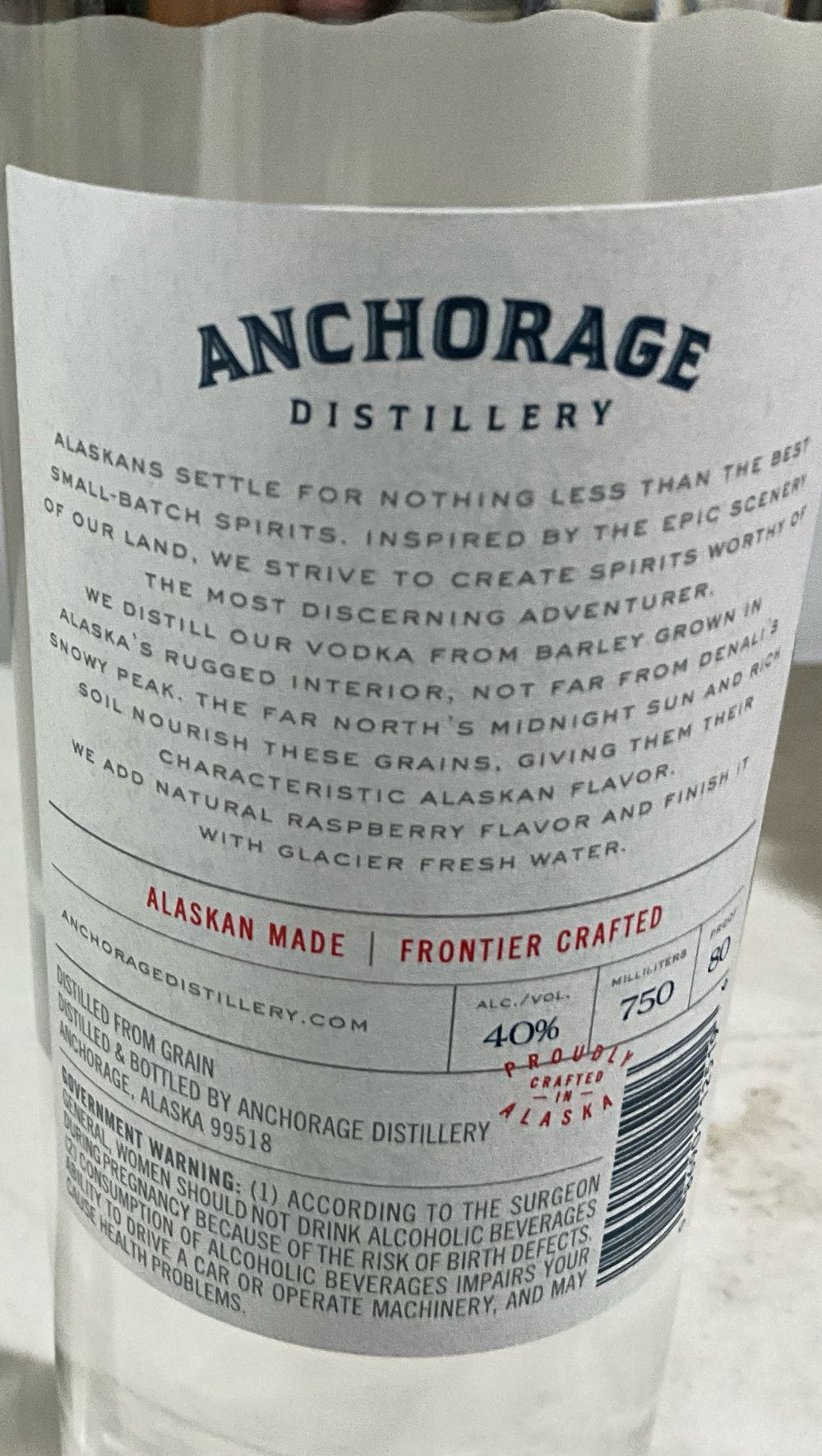 Anchorage Raspberry Flavored Vodka - Alaska USA - Anchorage Distillery (750 mL) alcohol collectible [Barcode 086901125196] - Main Image 2