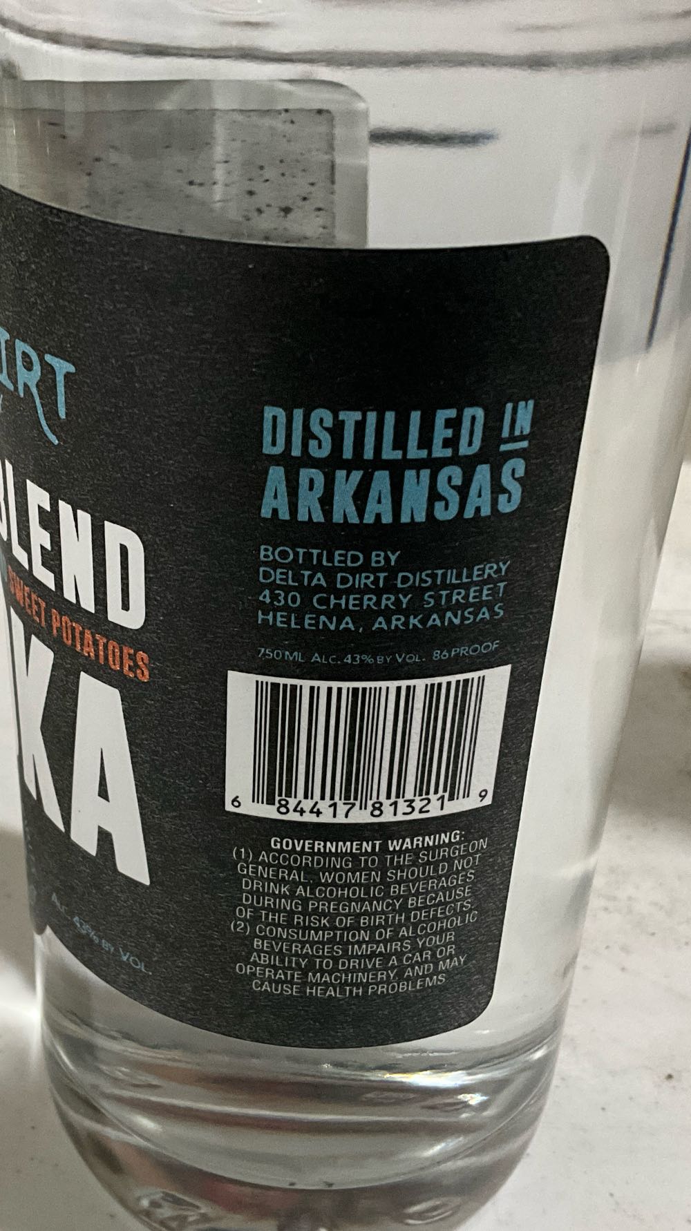 Delta Dirt Sweet Blend Vodka - Sweet Potato - Arkansas - Delta Dirt Distillery (750 mL) alcohol collectible [Barcode 684417813219] - Main Image 2