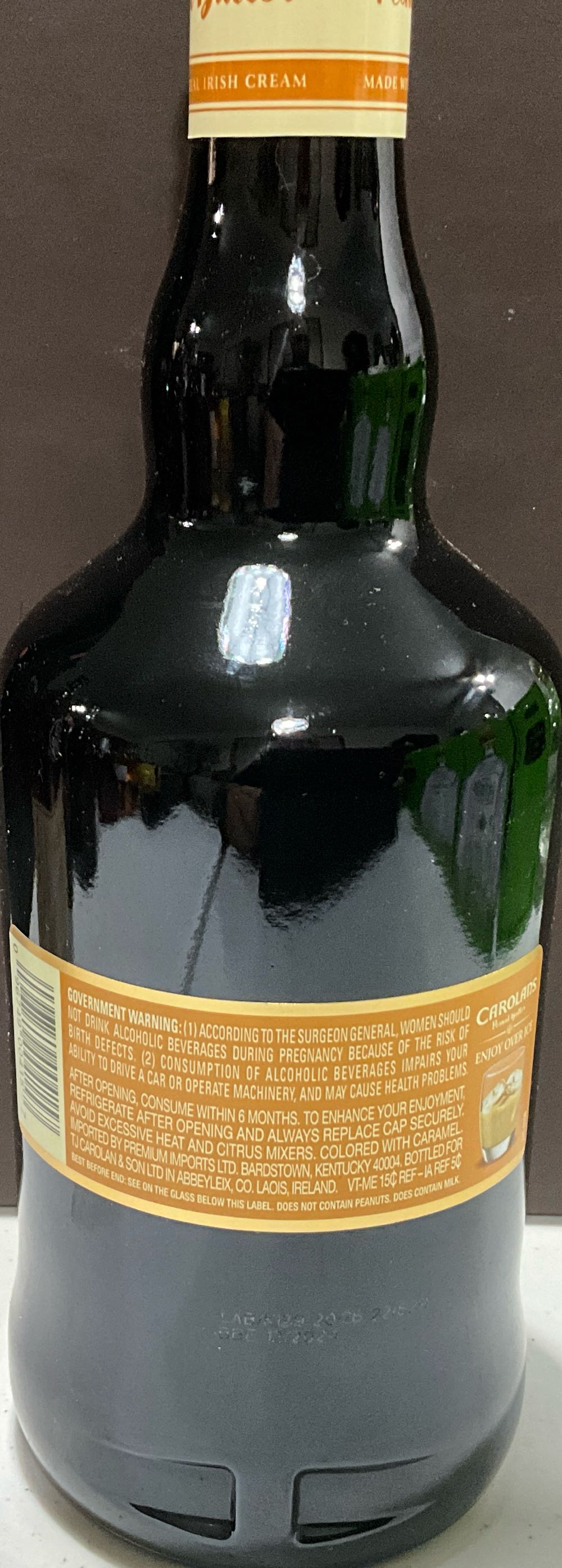 Carolans Peanut Butter Irish Cream Liqueur - TJ Carolan & Son (750 mL) alcohol collectible [Barcode 096749004157] - Main Image 2