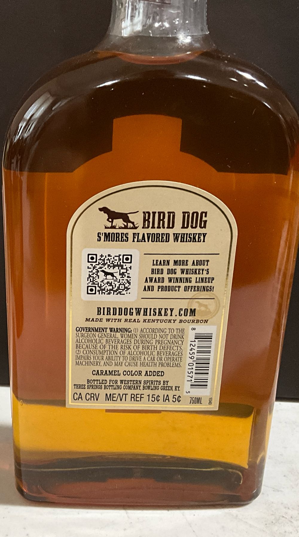 Bird Dog Smores Flavored Whiskey - Three Springs Bottling Co.- Bowling Green- KY (750 mL) alcohol collectible [Barcode 812459015715] - Main Image 2