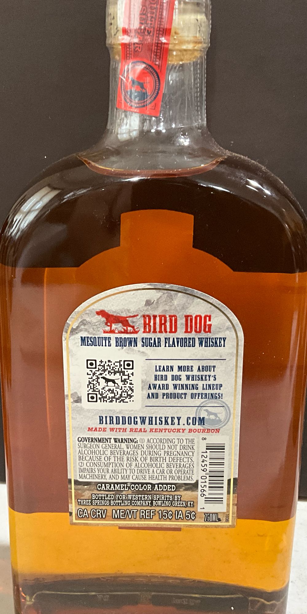 Bird Dog Mesquite Brown Sugar Flavored Whiskey - Three Springs Bottling Co.- Bowling Green- KY (750 mL) alcohol collectible [Barcode 812459015661] - Main Image 2