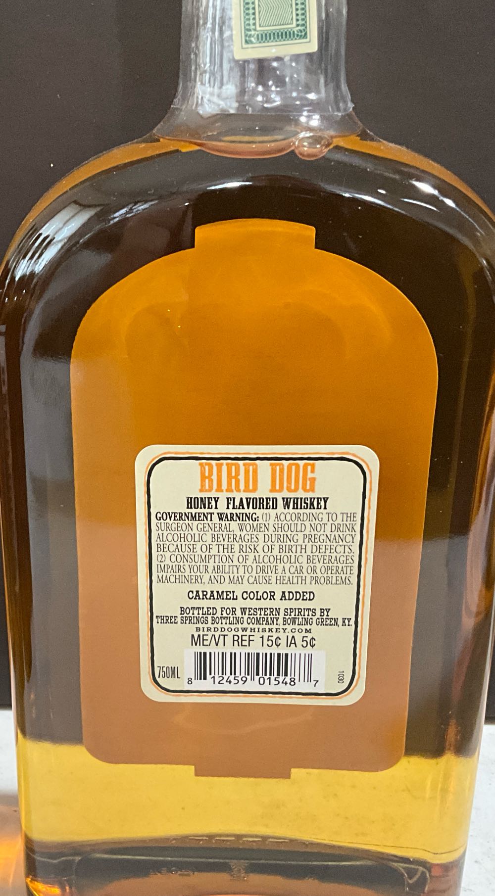 Bird Dog Honey Flavored Whiskey - Three Springs Bottling Co.- Bowling Green- KY (750 mL) alcohol collectible [Barcode 812459015487] - Main Image 2