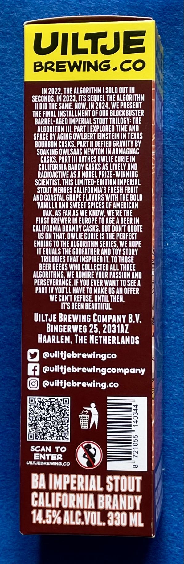 The Algorithm Pt.3 - Uiltje Brewing Company (330 mL) alcohol collectible [Barcode 8721055140344] - Main Image 4