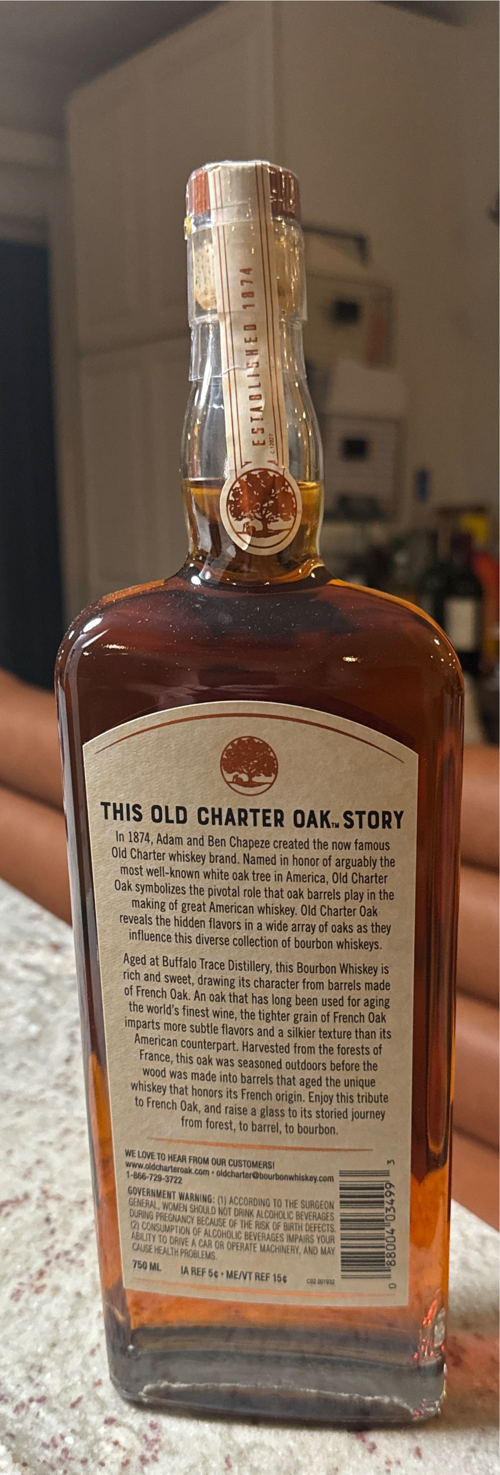 Old Charter Oak French Oak Kentucky Straight Bourbon - Buffalo Trace (750 mL) alcohol collectible [Barcode 088004034993] - Main Image 2
