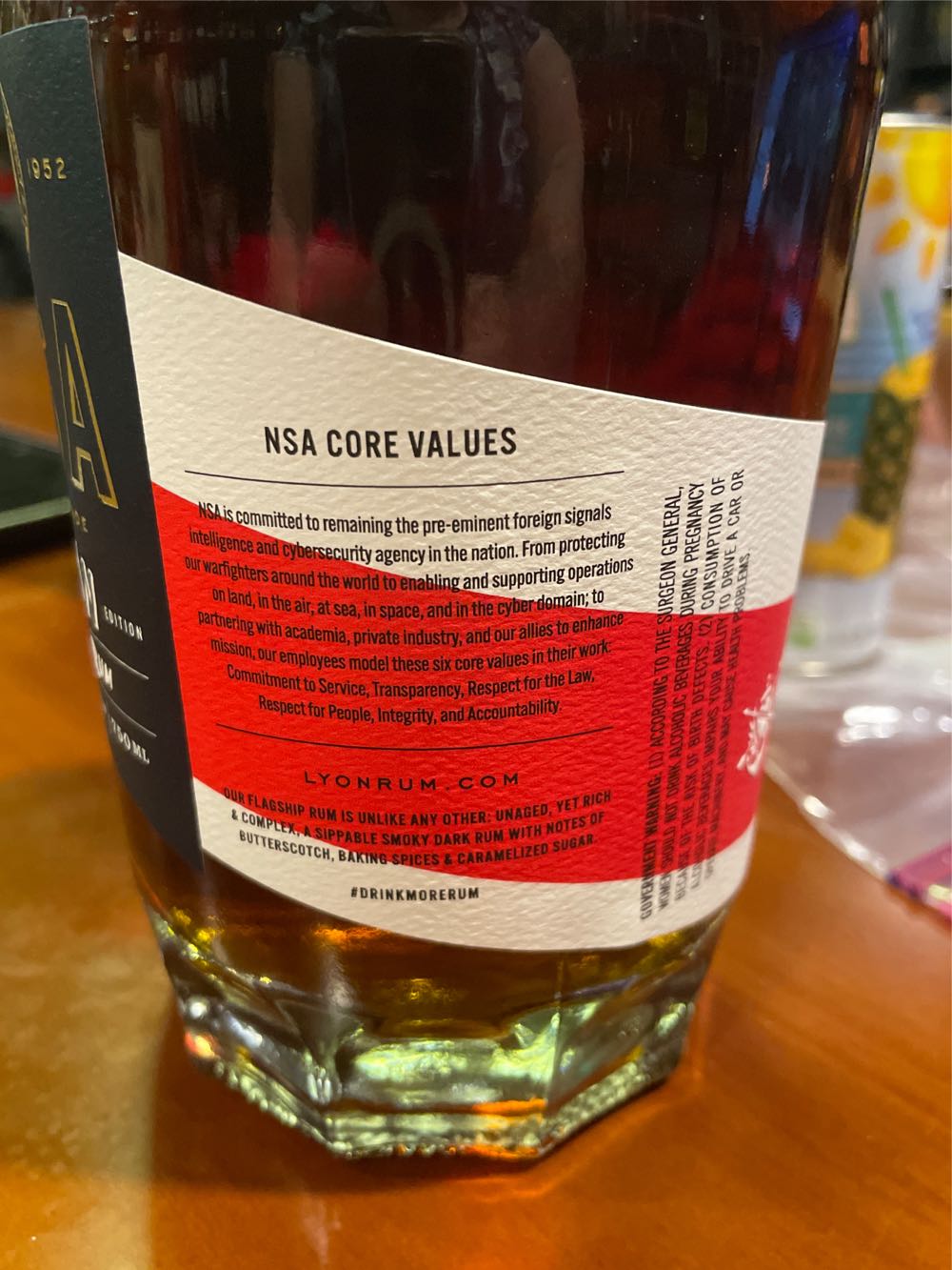 Lyon NSA Fort Meade Dark Rum - Lyon Distilling (750 mL) alcohol collectible - Main Image 2