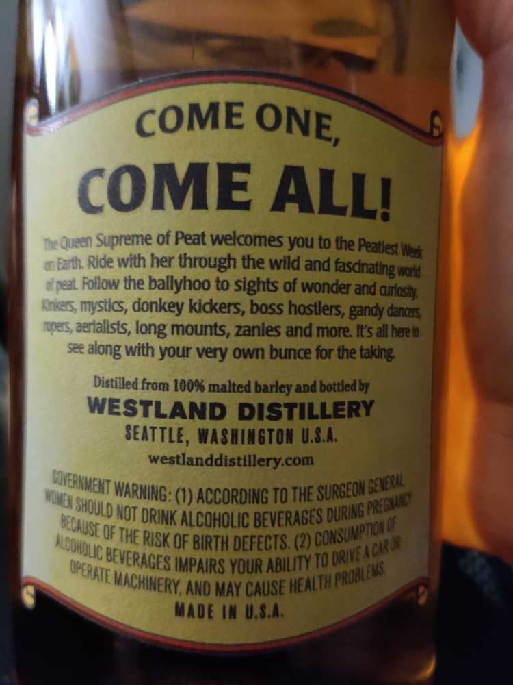 Peat Week 2016 - Westland Distillery (750 mL) alcohol collectible - Main Image 2