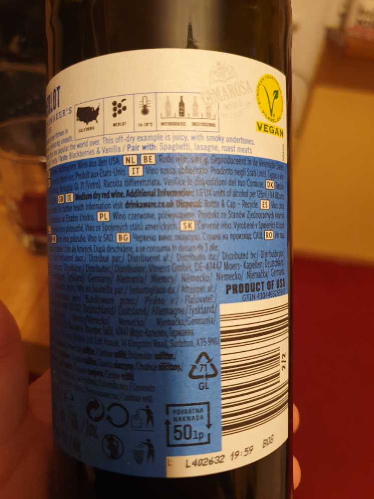 Gf Health Merlot California  alcohol collectible [Barcode 4304493263543] - Main Image 2