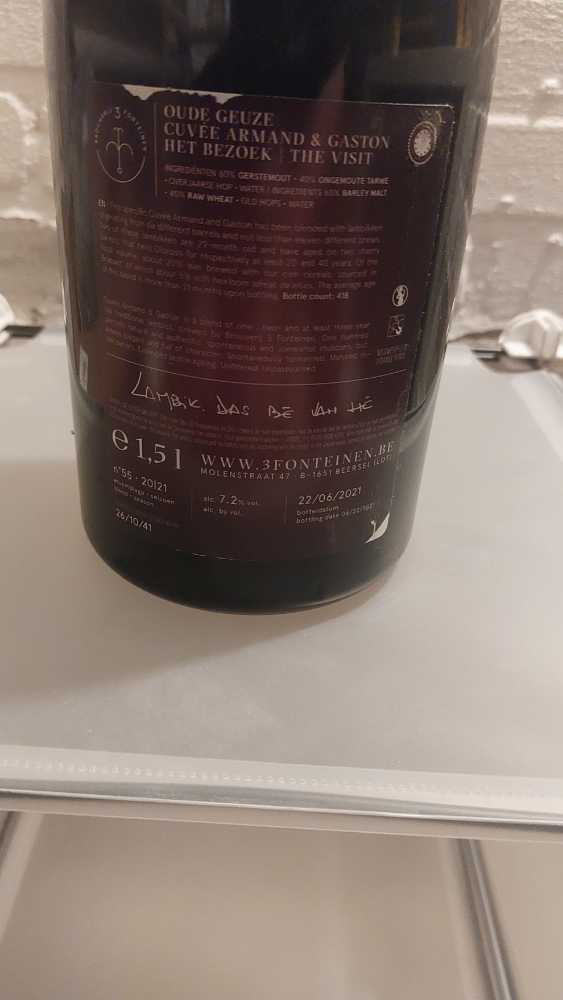 Oude Geuze Cuvée Armand & Gaston Het Bezoek - The Visit - 3 Fonteinen (1500 mL) alcohol collectible - Main Image 2