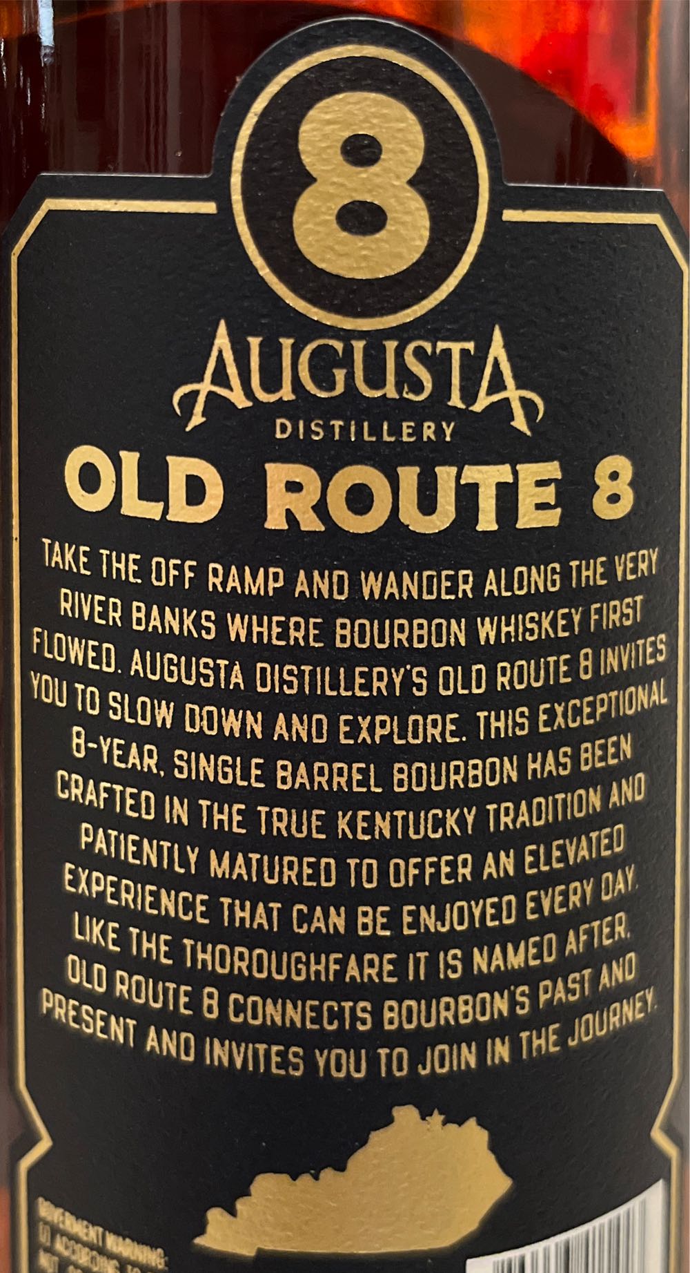 Old Route 8 Single Barrel Cask Strength Bourbon - Augusta Distillery (750 mL) alcohol collectible [Barcode 860003415443] - Main Image 2