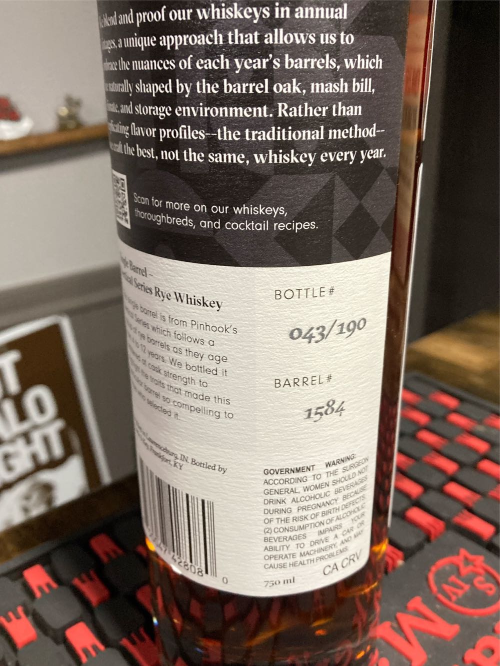 Pinhook Clubhouse Turn Rye - Bottled By Castle And Key (750 mL) alcohol collectible - Main Image 2