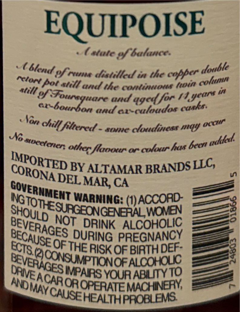 Foursquare Equipoise Mark XXV - Foursquare Rum Distillery (750 mL) alcohol collectible [Barcode 724803018665] - Main Image 2