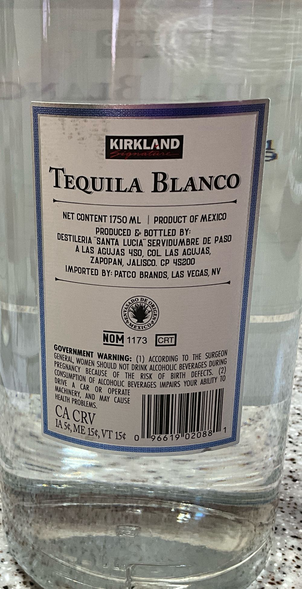 Kirkland Signature Tequila Blanco - Destileria Santa Lucia (1.75 L) alcohol collectible [Barcode 096619020881] - Main Image 2