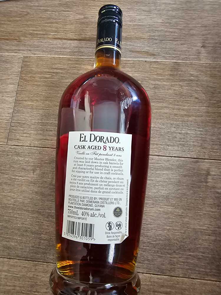El Dorado 8 Yo 750ml Product Information Old Rum Alcool Liquor List  (750 mL) alcohol collectible [Barcode 5014396301059] - Main Image 2