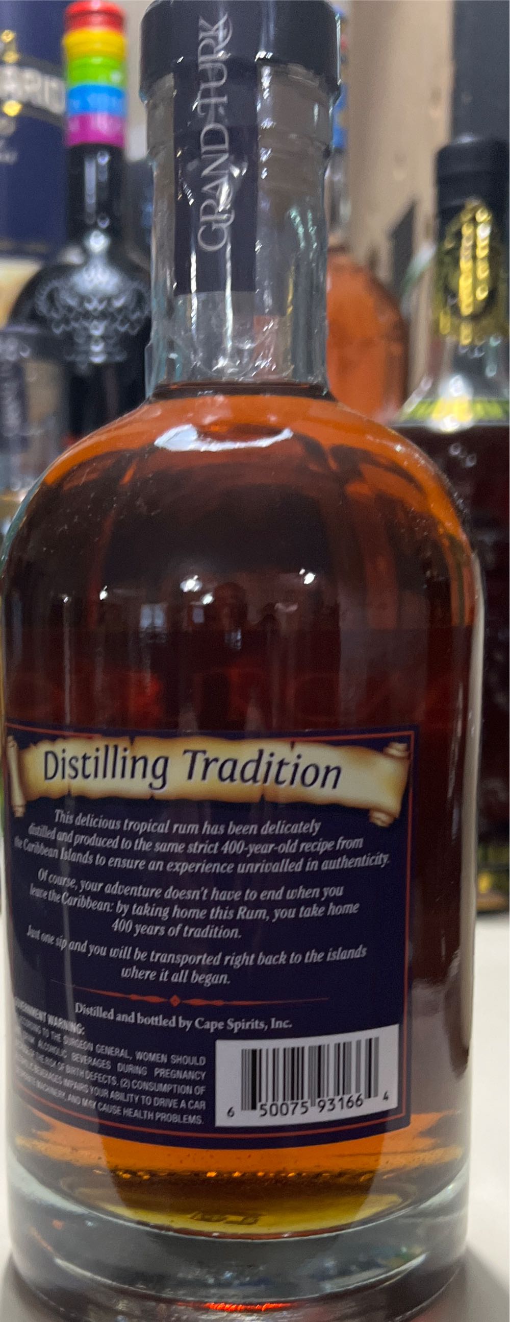 Grand Turks Spiced Flavored Rum - Cape Spirits, Inc. (750 mL) alcohol collectible [Barcode 650075931664] - Main Image 2