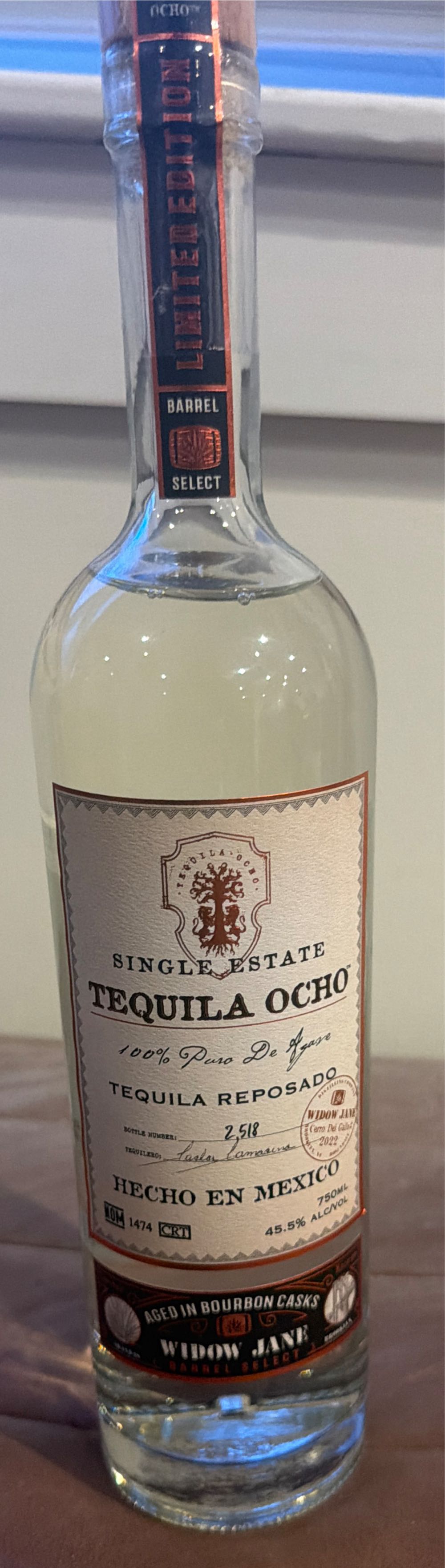 Tequila Ocho Single Estate Tequila Reposado - Destilería La Alteña (NOM 1474), Arandas, Jalisco, Mexico (750 mL) alcohol collectible [Barcode 828087000337] - Main Image 2