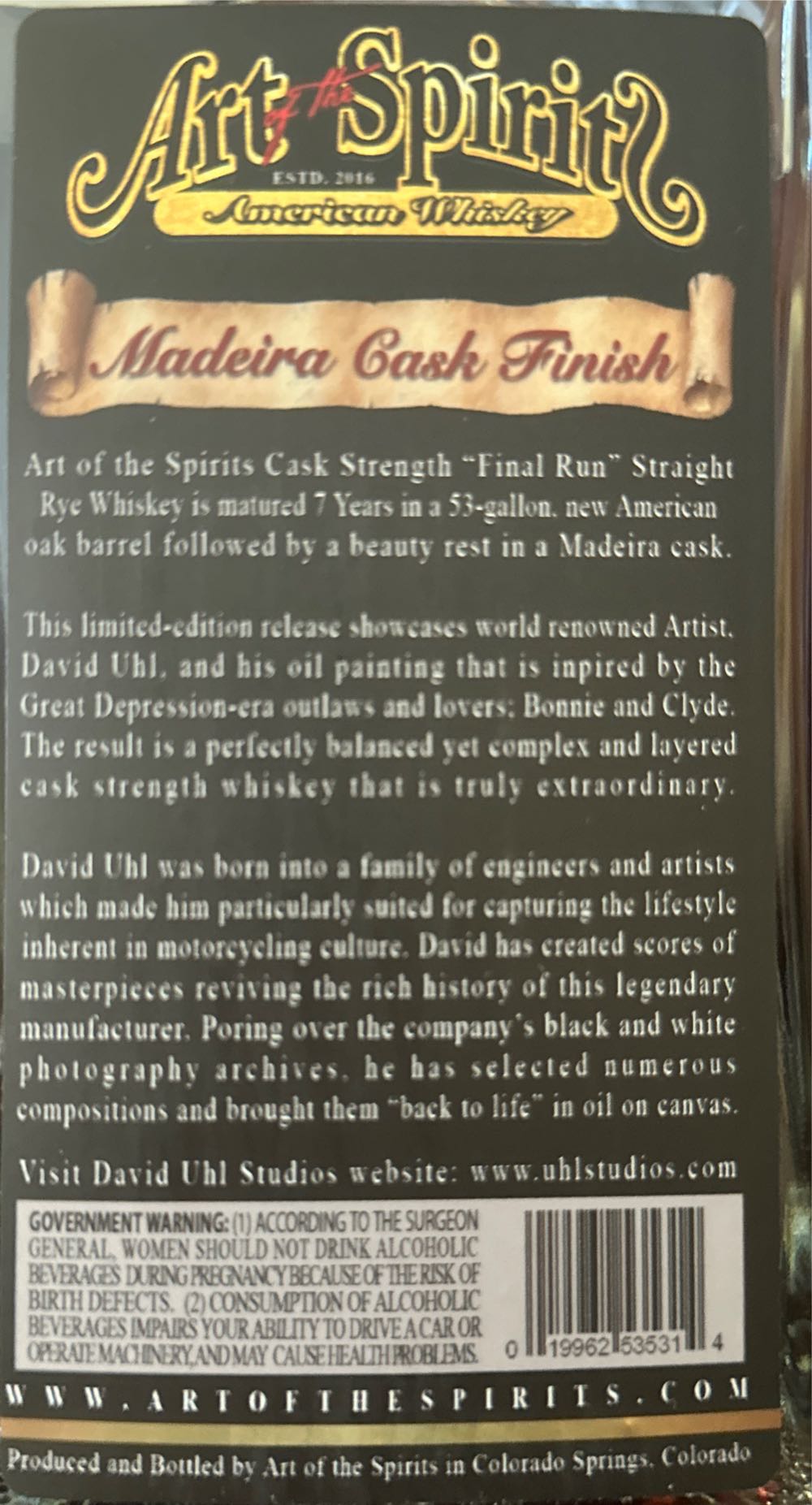 Final Run - Art Of The Spirit (750 mL) alcohol collectible [Barcode 019962535314] - Main Image 2