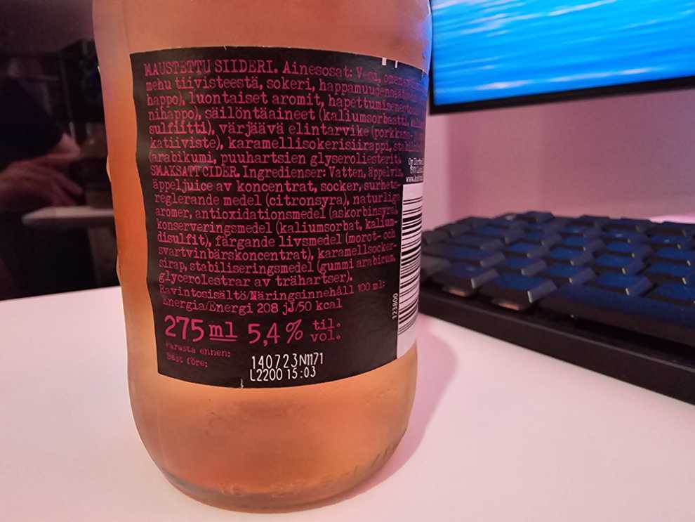 Guilty Joe Apple Cider With Fig - Hartwall Oy (275 mL) alcohol collectible [Barcode 6413600207146] - Main Image 3