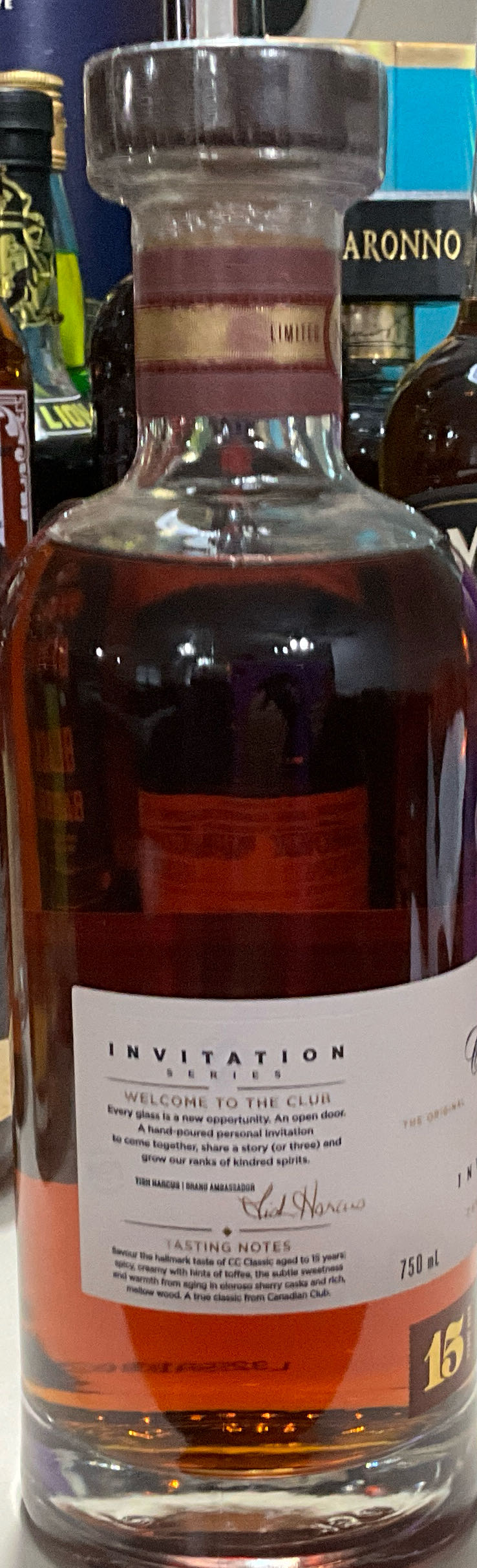 Canadian Club Invitation Series 15 Year Old Sherry Cask - Canadian Club Import Company (750 mL) alcohol collectible [Barcode 080686004721] - Main Image 2