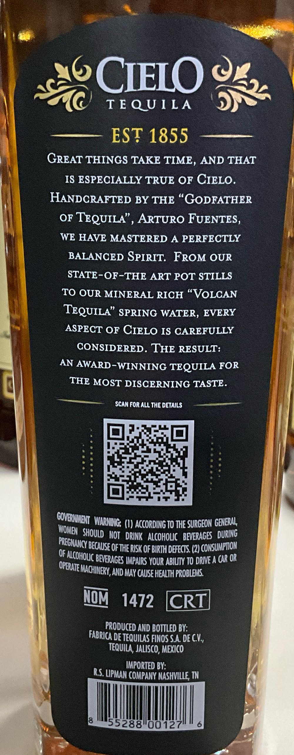 El Diamante Cielo Tequila Reposado - Amber Production Tequila (750 mL) alcohol collectible [Barcode 855288001276] - Main Image 2