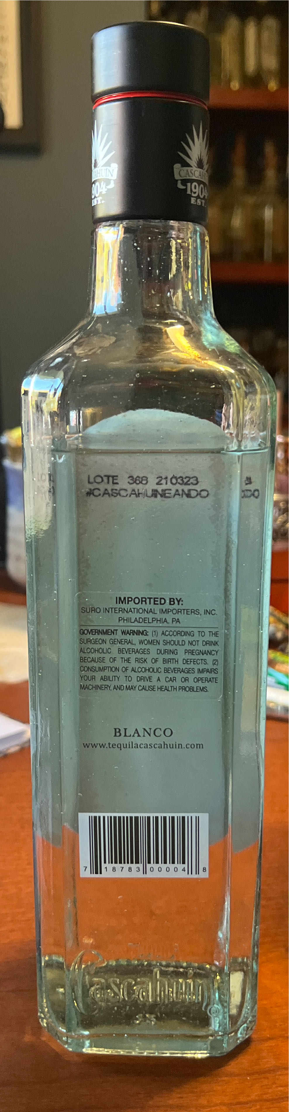 Cascahuin Square Blanco - Nom 1123 (750 mL) alcohol collectible [Barcode 718783000048] - Main Image 3