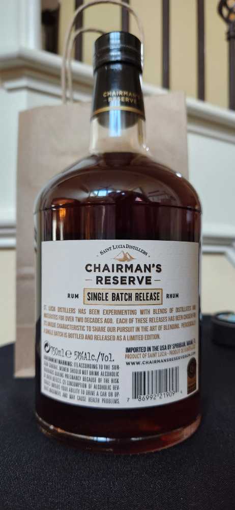 Chairman’s Reseve Single Batch - Saint Lucia Distellers (750 mL) alcohol collectible [Barcode 786992219094] - Main Image 2