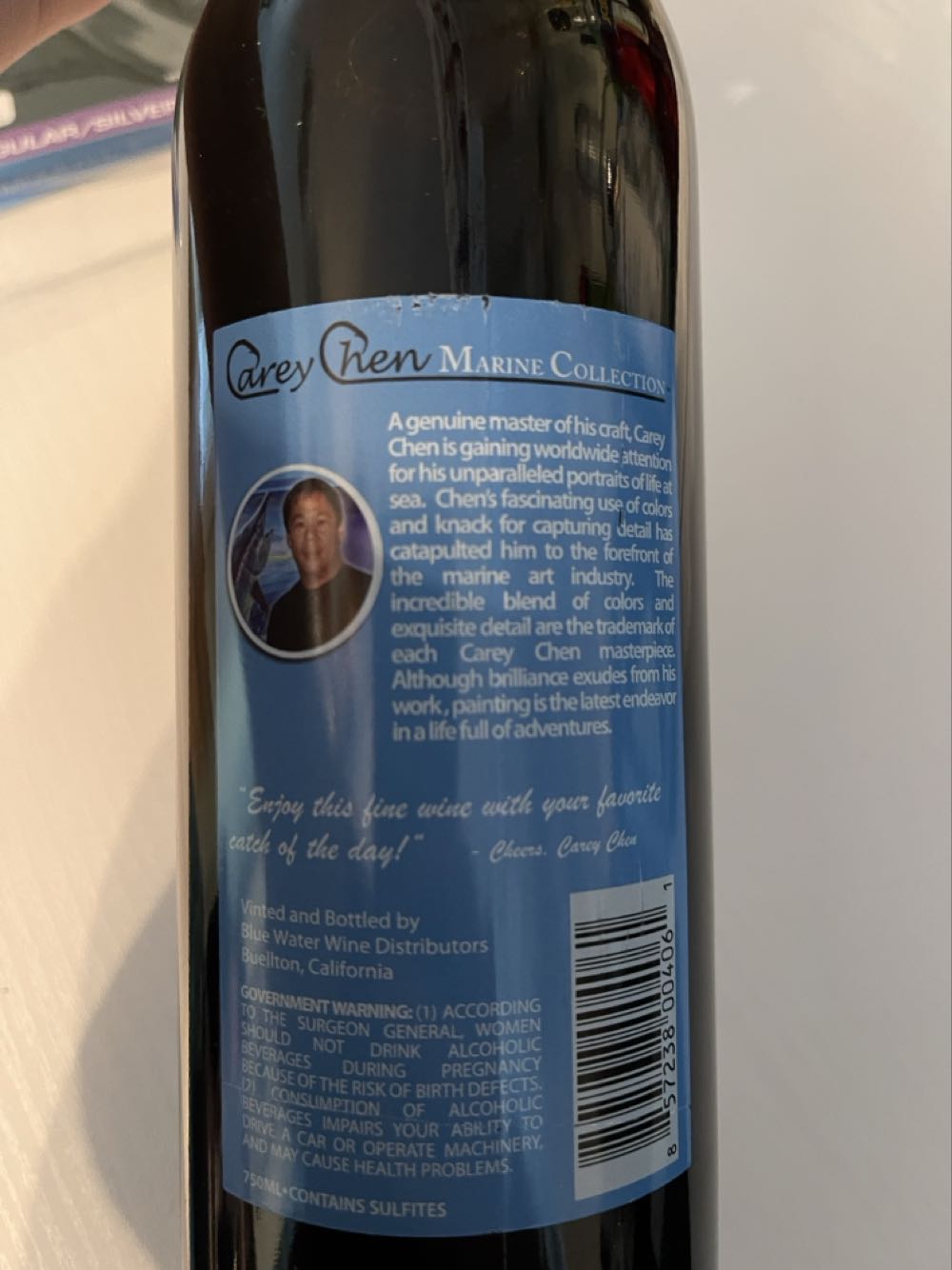 Wine, Merlot Carey Chen  (750 mL) alcohol collectible [Barcode 857238004061] - Main Image 2