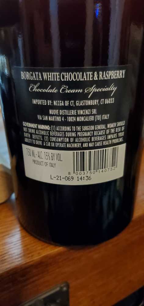 Borgata White Chocolate & Raspberry - Nuove Distillerie Vincenzi (750 mL) alcohol collectible [Barcode 8003750140752] - Main Image 2