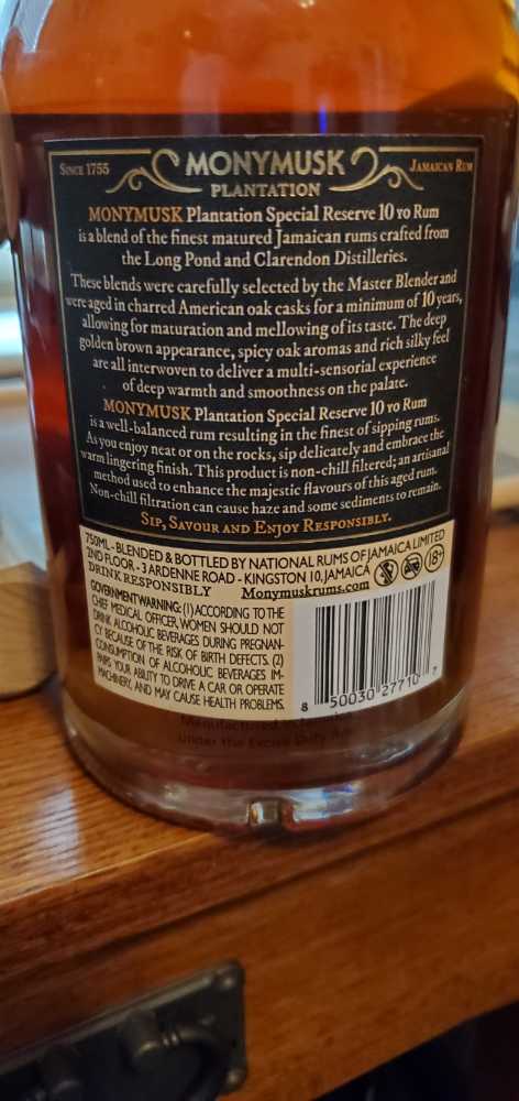 Monymusk Special Reserve Rum - Monymusk Jamaica (750 mL) alcohol collectible [Barcode 850030277107] - Main Image 2