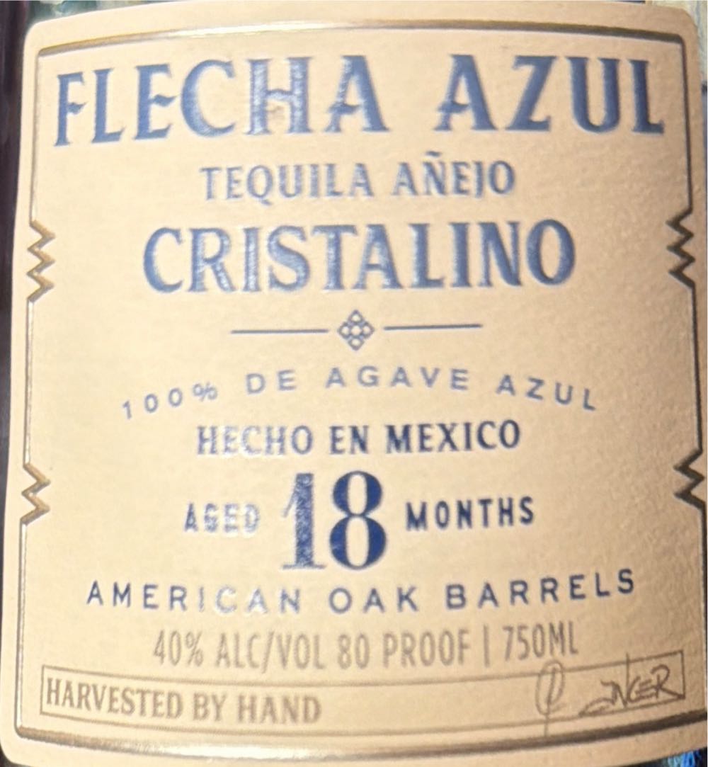 Flecha Azul Cristalino Anejo  (750 mL) alcohol collectible [Barcode 850013524068] - Main Image 3