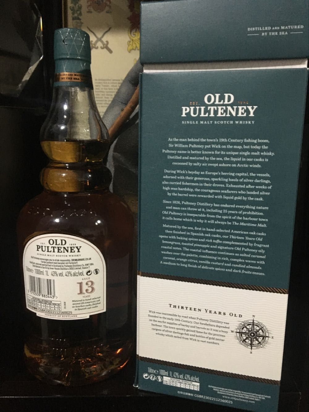 Old Pulteney 13 Years Single Malt Scotch Whisky Gb - Old Pulteney Distillery (1000 mL) alcohol collectible [Barcode 5010509883443] - Main Image 3