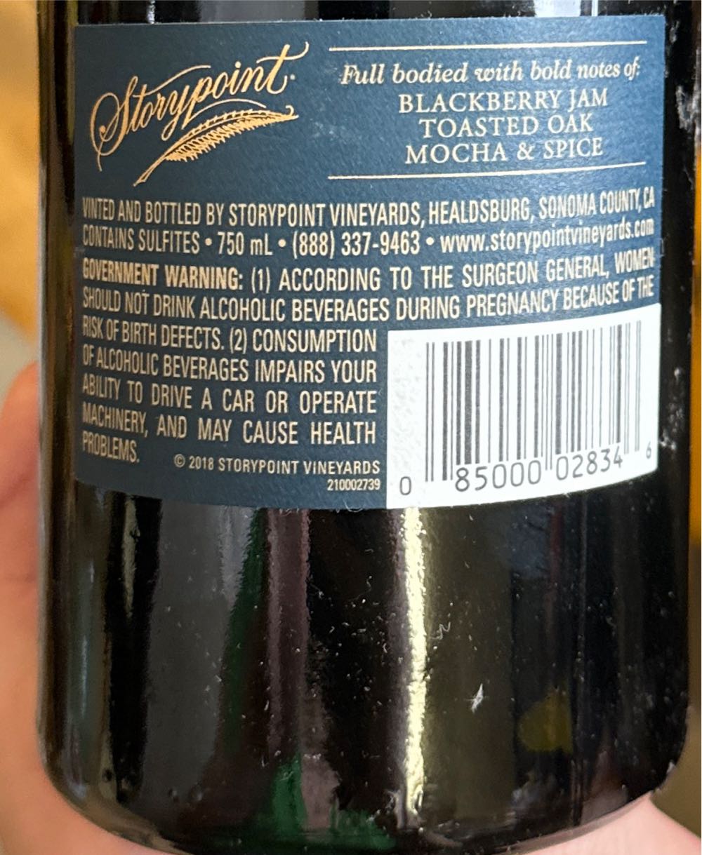 Storypoint (California 2017) Cabernet Sauvignon - Storypoint Vineyards in California, USA (750 mL) alcohol collectible [Barcode 085000028346] - Main Image 2