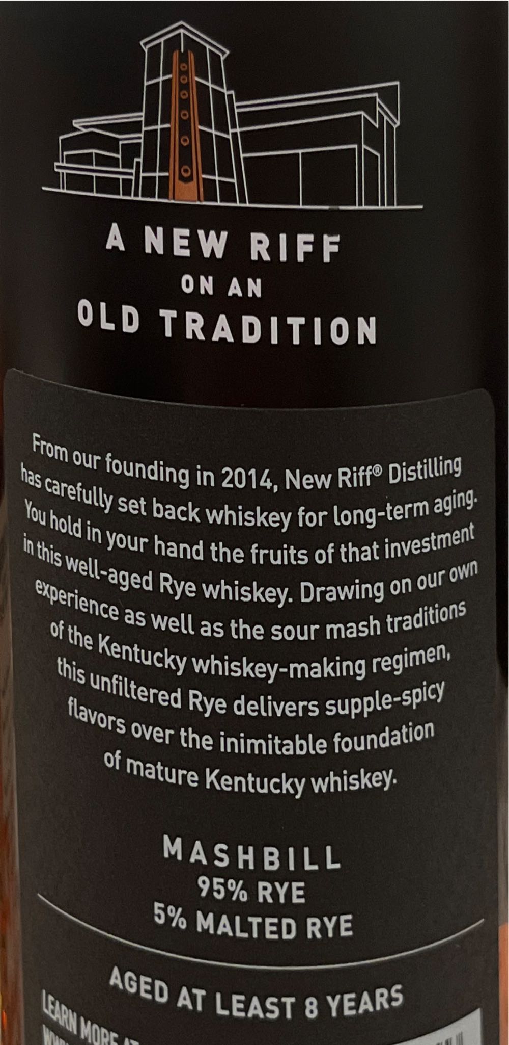 New Riff 8 yr Rye - New Riff Distilling (750 mL) alcohol collectible [Barcode 856302005553] - Main Image 2