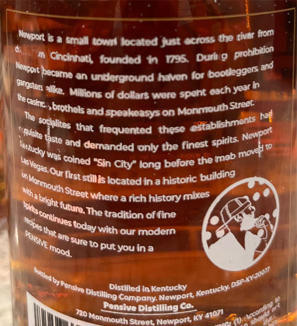 Pensive 1944 - Pensive Distilling Co (375 mL) alcohol collectible [Barcode 195893339952] - Main Image 2