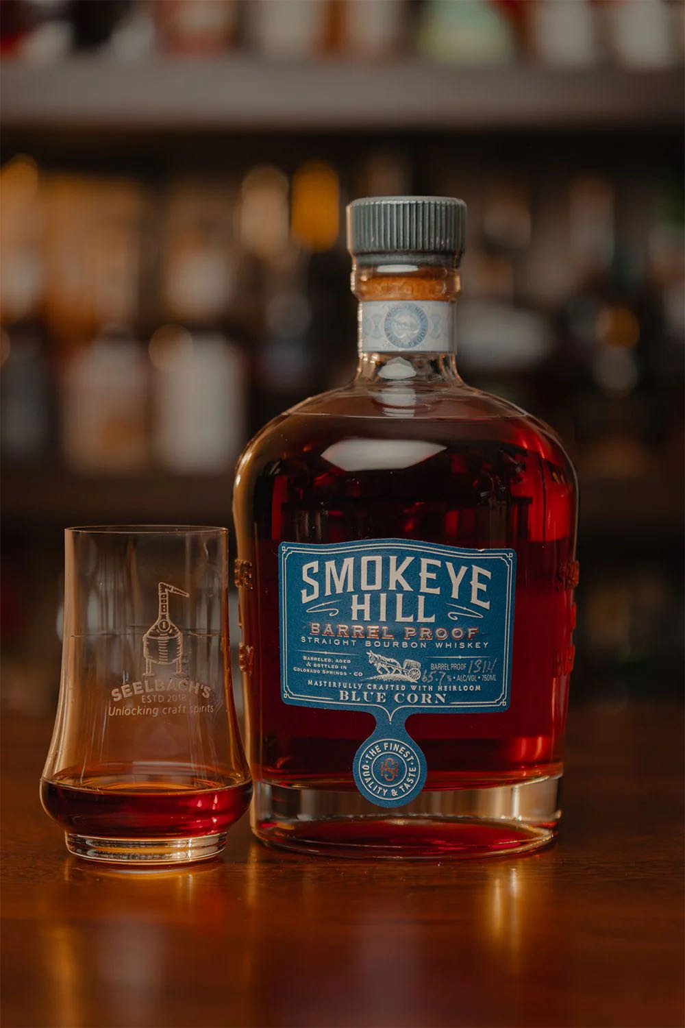 Smokeye Hill Blue Corn Barrel Proof Straight Bourbon Whiskey - Smokeye Hill Distillery (750 mL) alcohol collectible - Main Image 2