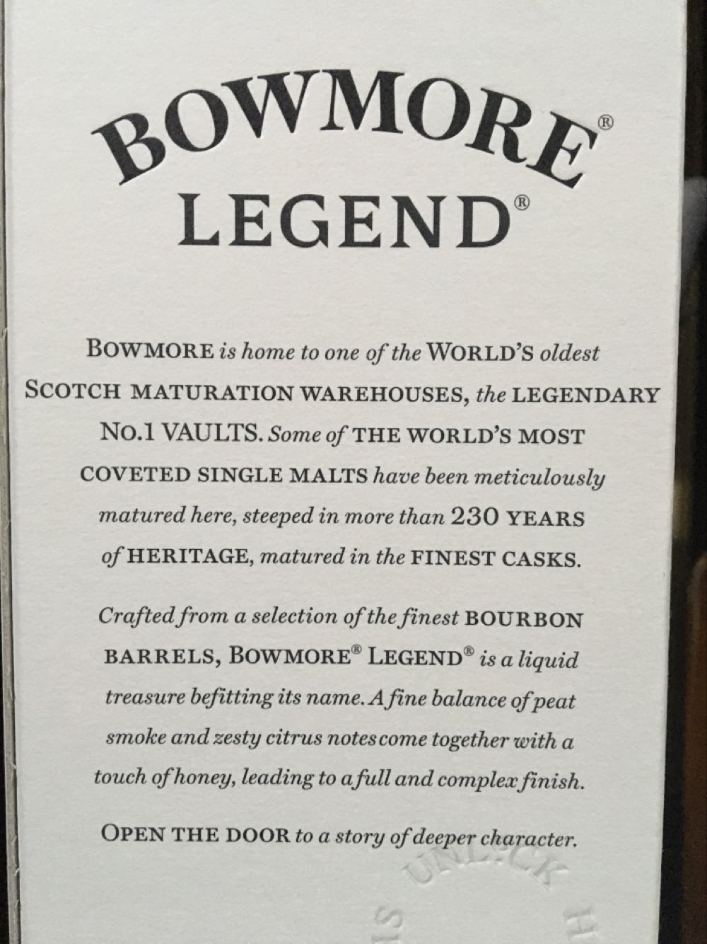 Bowmore Legend - Bowmore Distillery (700 mL) alcohol collectible - Main Image 4