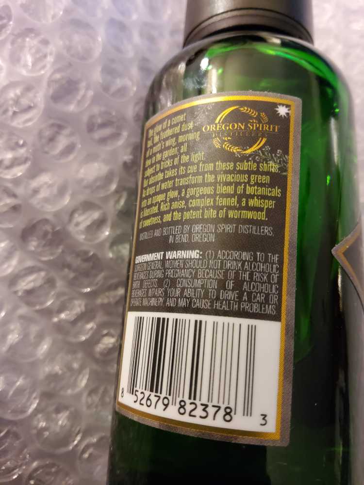 OREGON SPIRIT ABSINTHE ORIGINAL  - ORGEGON SPIRIT DISTILLERS (50 mL) alcohol collectible [Barcode 038000001987] - Main Image 3