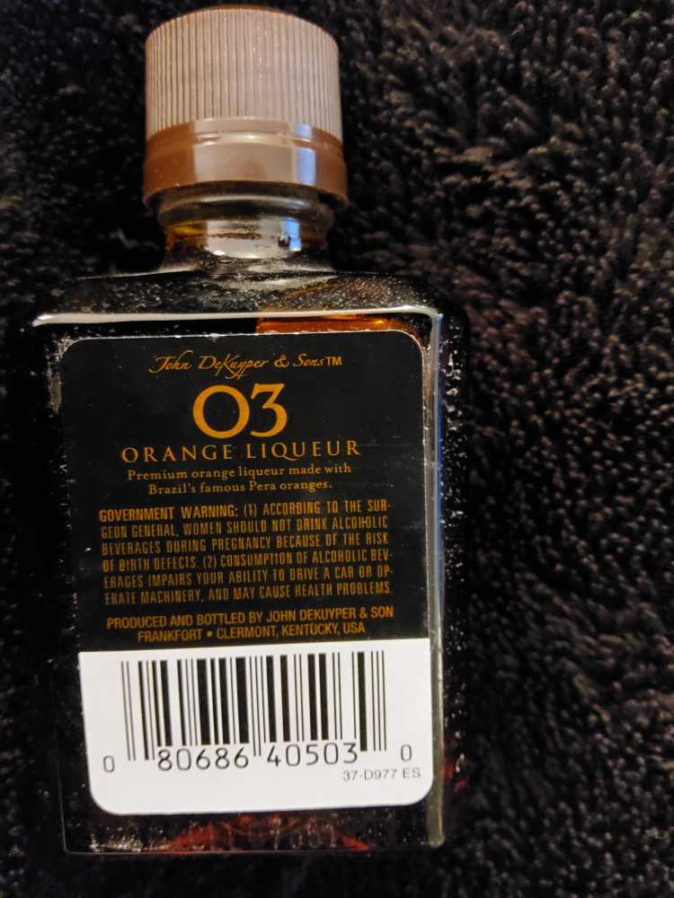 03 Premium Orange Liqueur - John Dekuyper & Son (50 mL) alcohol collectible [Barcode 080686405030] - Main Image 2