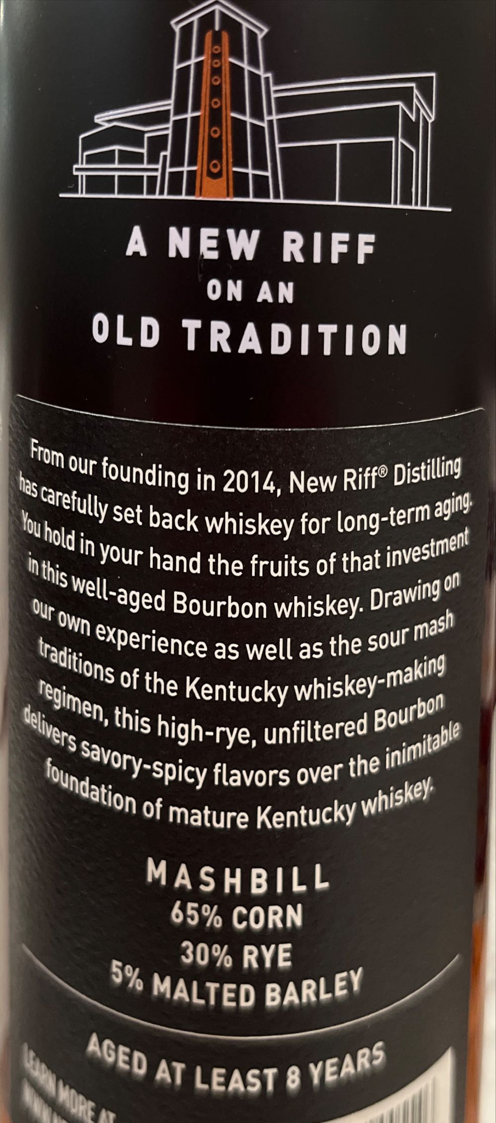 New Riff - 8 Year Bourbon - New Riff Distilling (750 mL) alcohol collectible [Barcode 856302005546] - Main Image 2