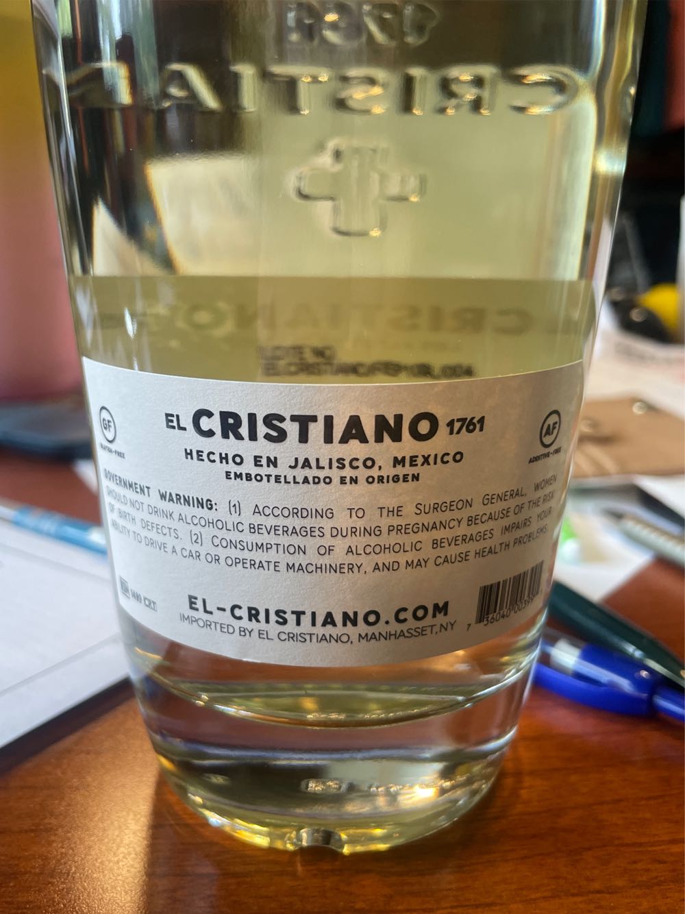 El Cristiano Reposado Ml Clase - NOM 1499 (750 mL) alcohol collectible [Barcode 736040003991] - Main Image 2