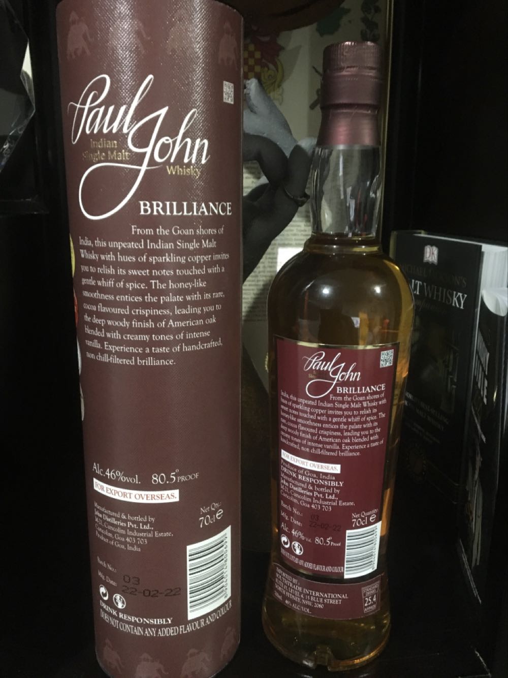 Paul John Brilliance Indian Single Malt And - Paul John Distillery Goa (700 mL) alcohol collectible [Barcode 8904014800699] - Main Image 3