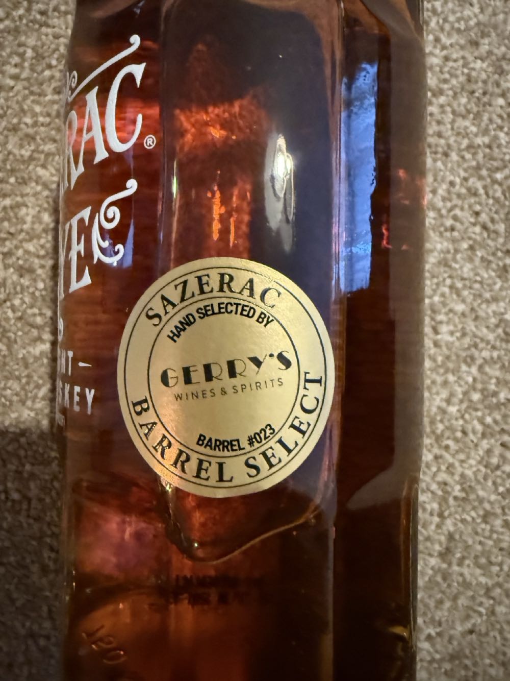 Sazerac Rye Single Barrel Select - Gerry’s Wine and Spirits - Sazerac (750 mL) alcohol collectible [Barcode 088004063801] - Main Image 3