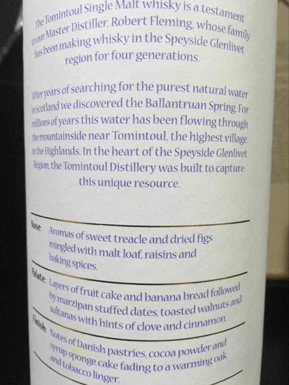 Tomintoul Speyside Glenlivet Pedro Ximenez Finish - Tomintoul Distillery (700 mL) alcohol collectible [Barcode 5021349599708] - Main Image 4