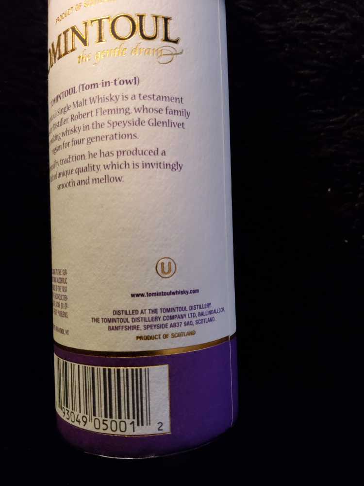 Tomintoul 10 Year Old Scotch 50ml Wine - Tomintoul Distillery (50 mL) alcohol collectible [Barcode 793049050012] - Main Image 3