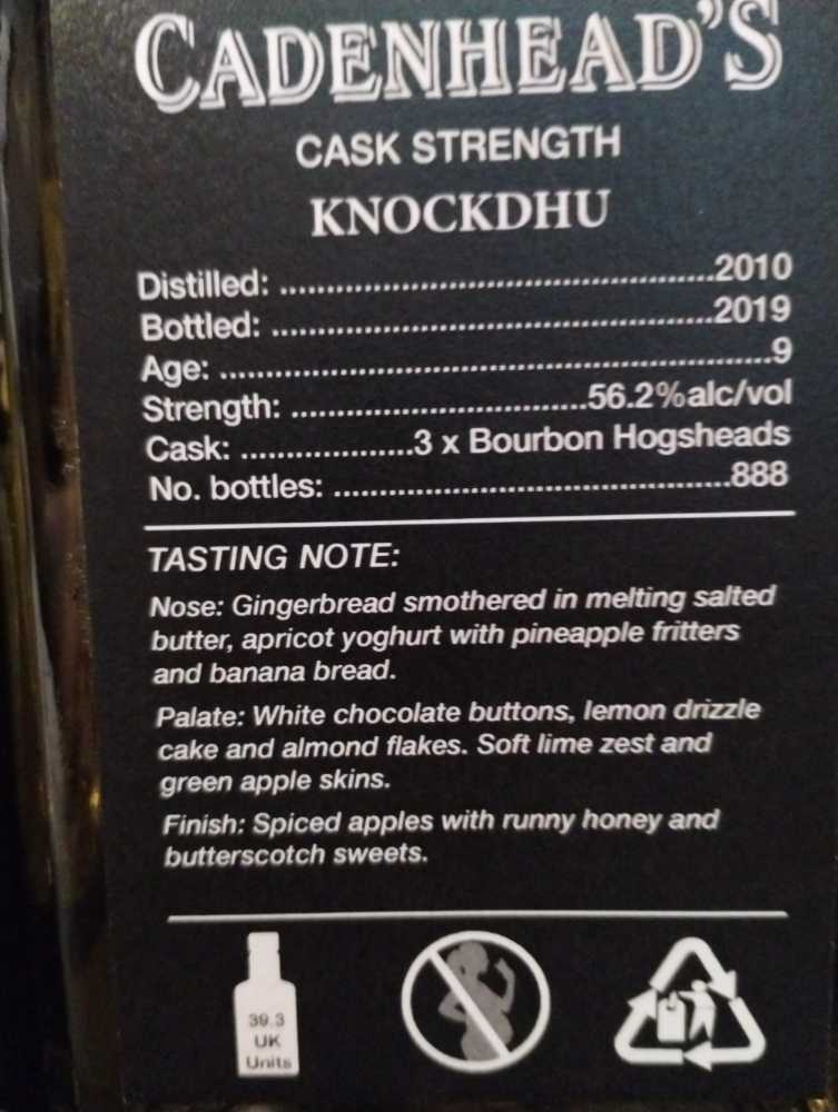Caddenhead Small Batch - Knockdhu Distillery (700 mL) alcohol collectible - Main Image 3