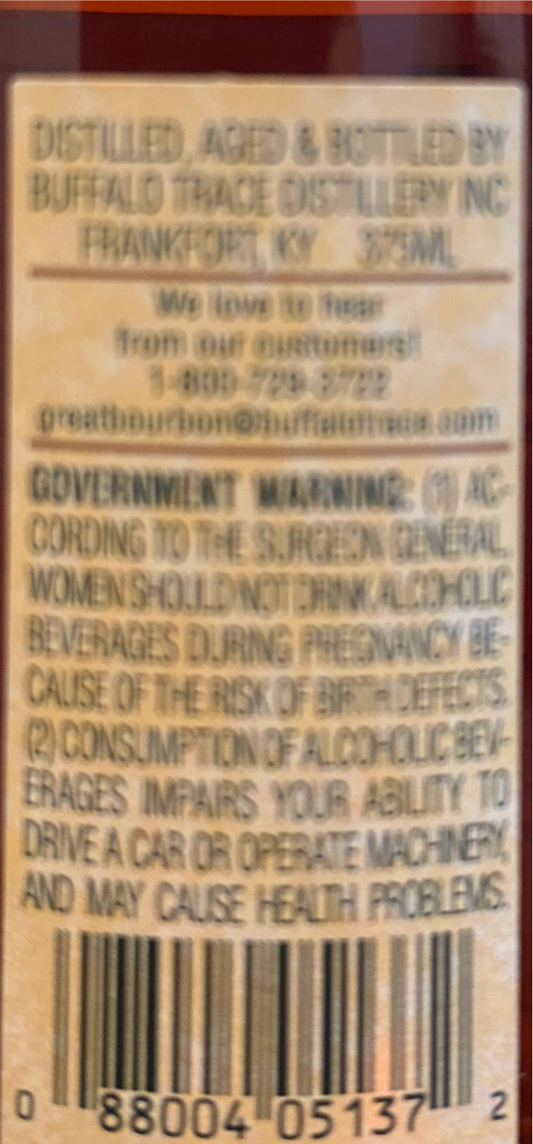 Buffalo Trace Experimental Collection Oversize Barrels Barrel Oversized - Buffalo Trace Distillery (375 mL) alcohol collectible [Barcode 088004051372] - Main Image 2