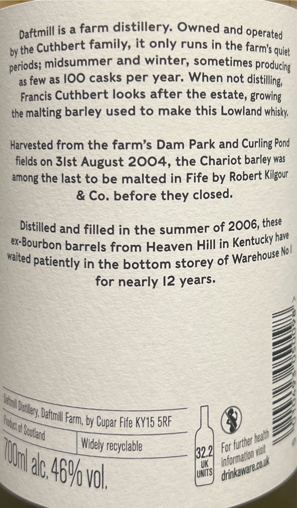 Daftmill Summer Batch Release 2006 - Daftmill Distillery (700 mL) alcohol collectible - Main Image 2