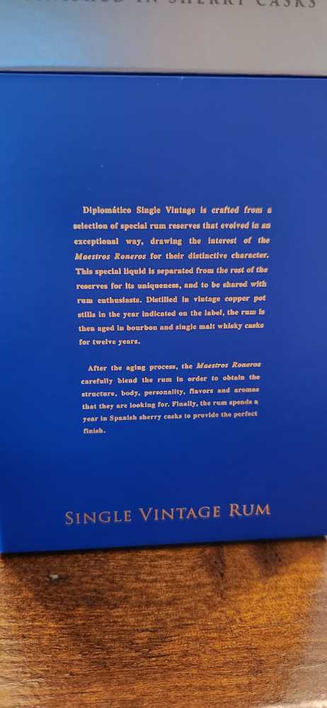 Diplomatico Single VTG 2007  (750 mL) alcohol collectible [Barcode 7594003629366] - Main Image 3