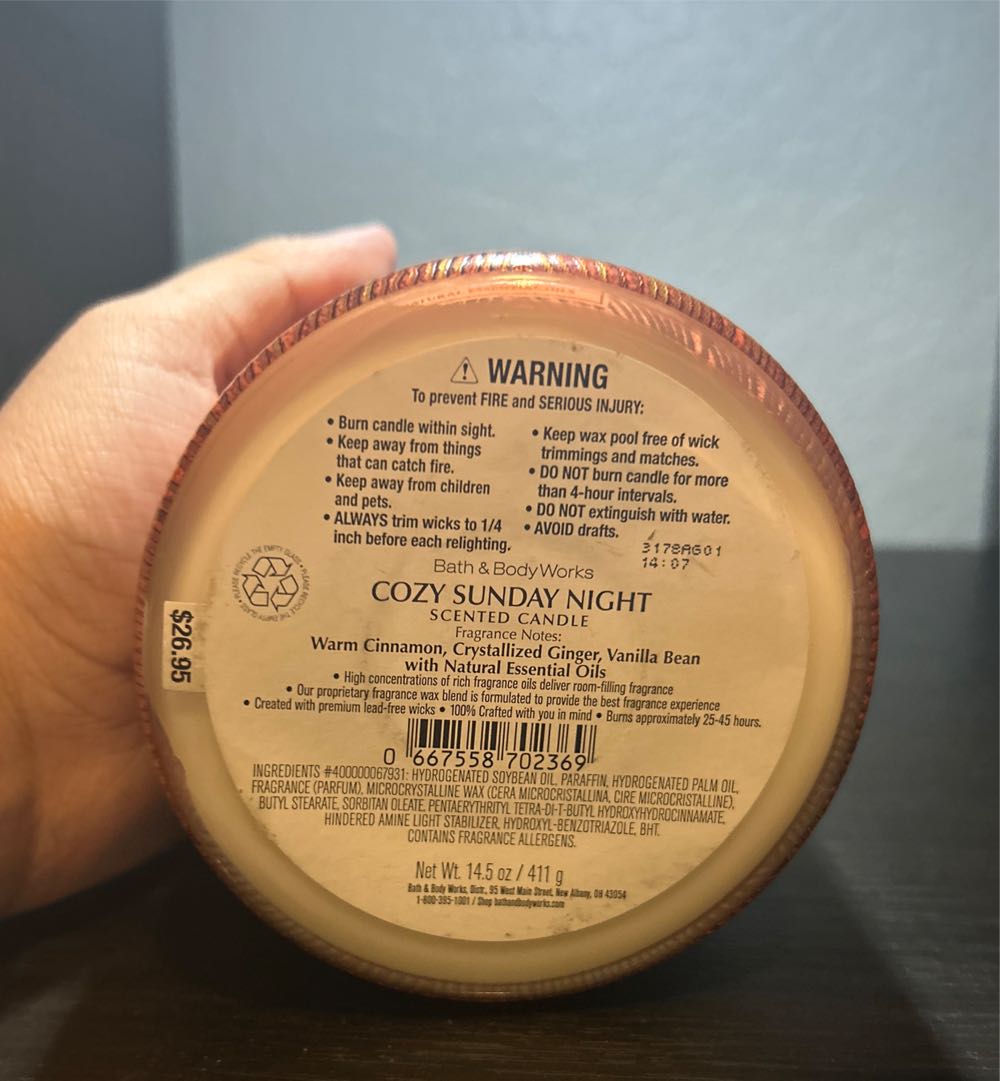 Cozy Sunday Night 3 Wick  alcohol collectible [Barcode 667558702369] - Main Image 2