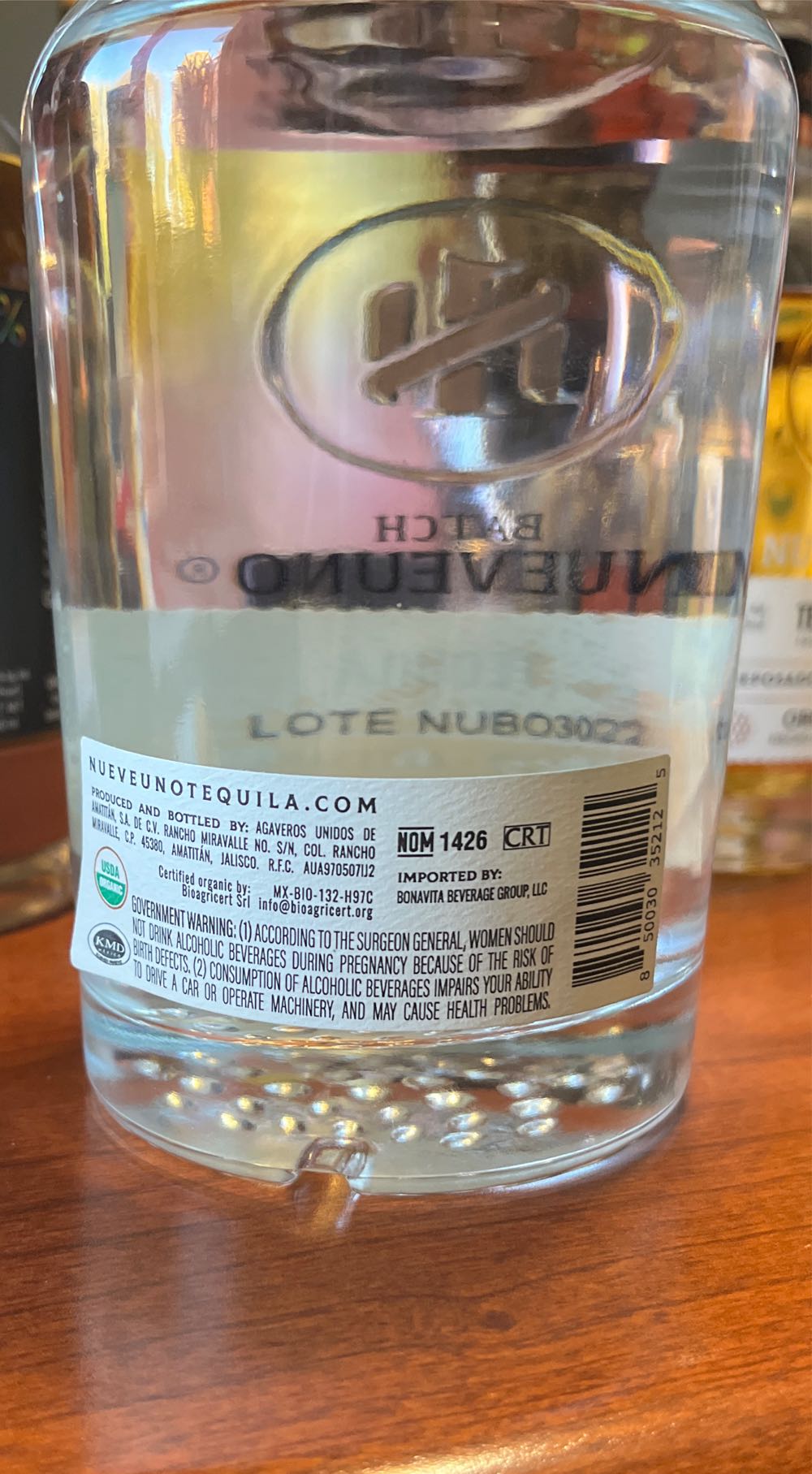 Batch Nueveuno Organic Kosher Blanco - NOM 1426 (750 mL) alcohol collectible [Barcode 850030352125] - Main Image 2
