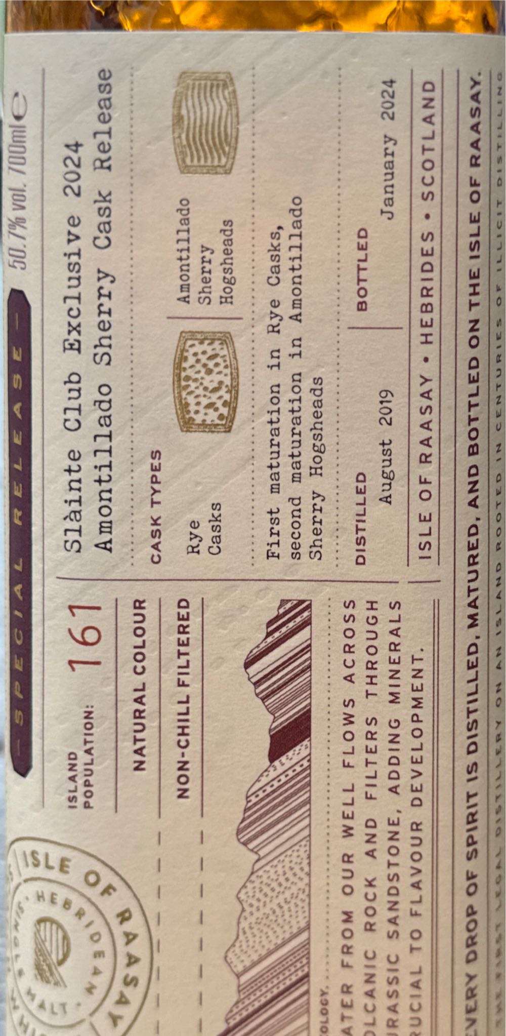 Slainthe Club Exclusive 2024 - Isle Of Raasay Distillery (700 mL) alcohol collectible [Barcode 5060221852265] - Main Image 2